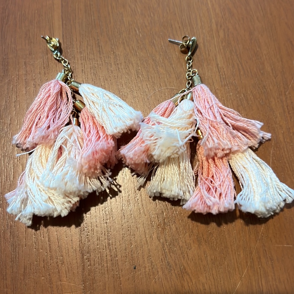Pink Tassel Dangle Earrings